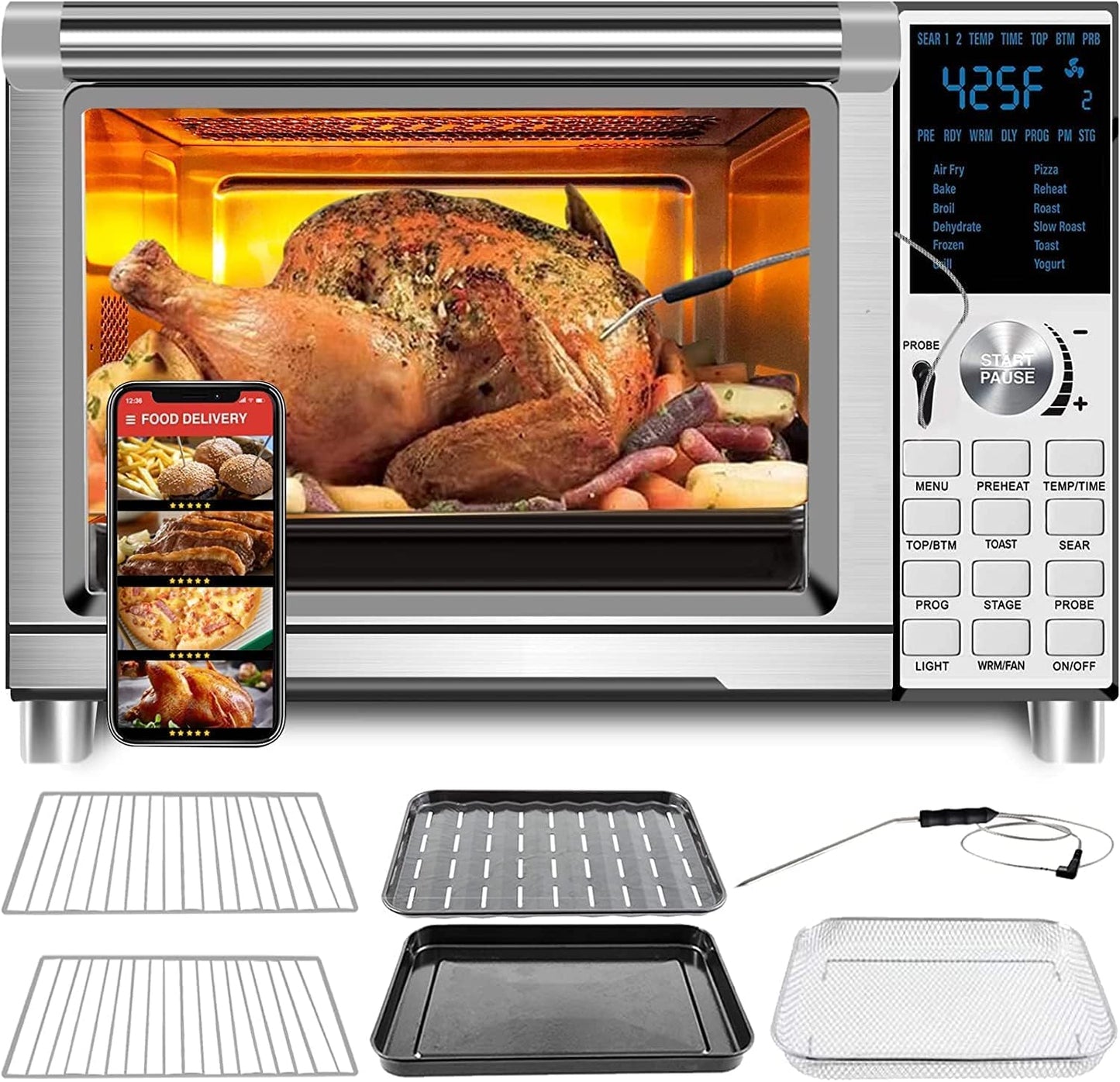 Nuwave Bravo Smart Oven: 12-in-1 Air Fryer & Convection, XL Capacity, Precise Dual Heater Controls