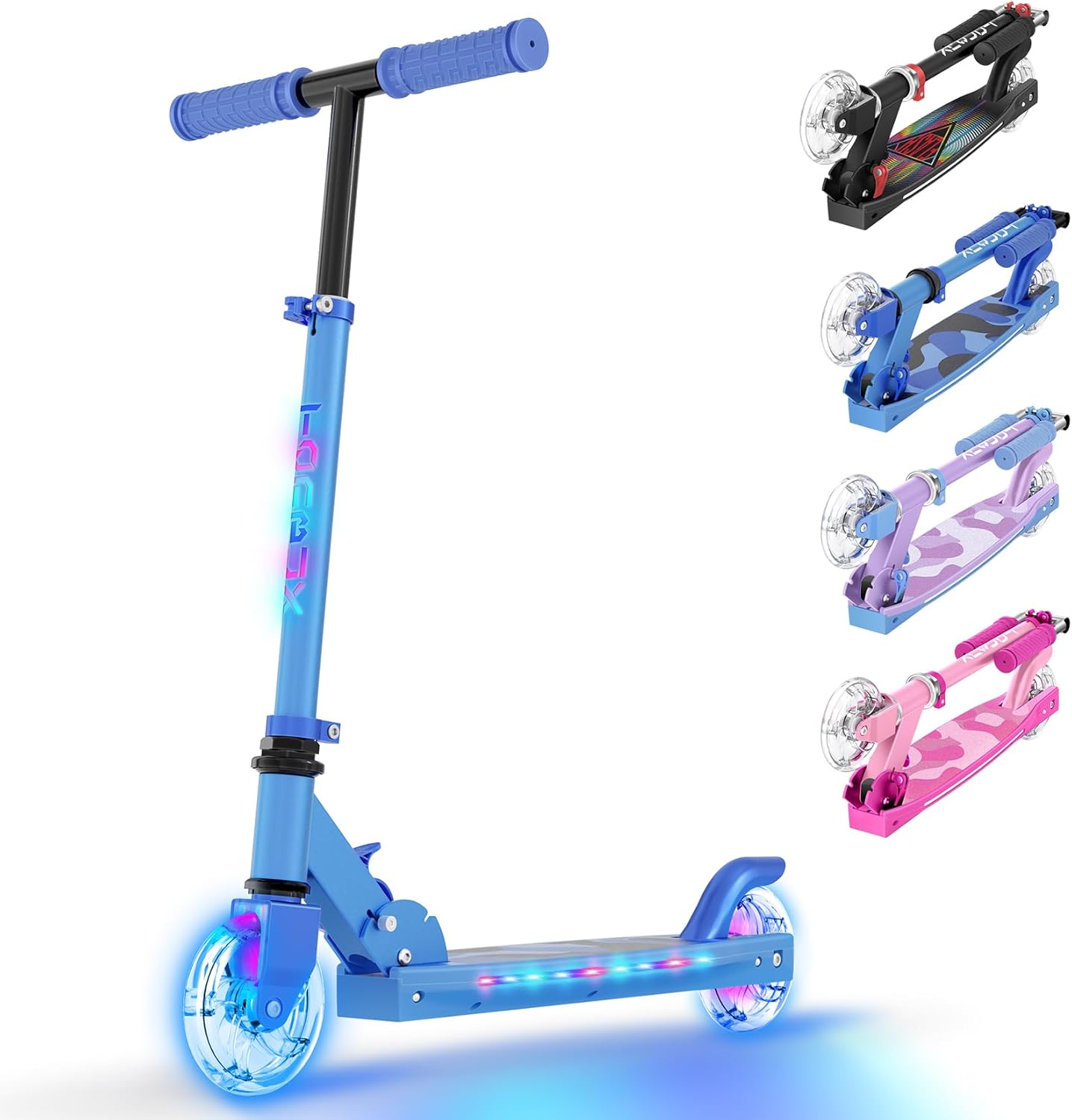 TONBUX Kids Scooter with Light Up Wheels and Adjustable Height