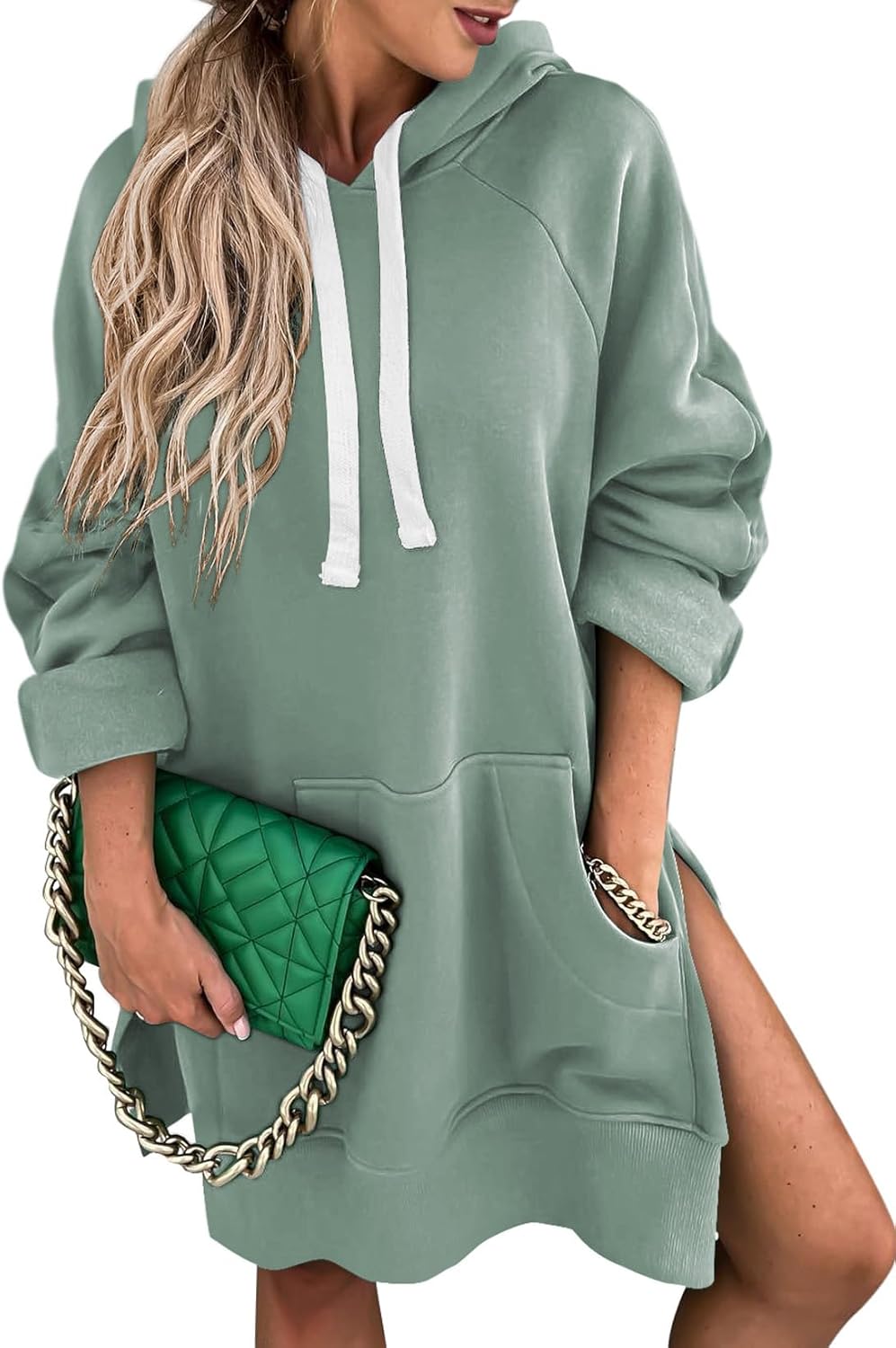 SHEWIN Women's Oversized Casual Pullover Dress with Hood