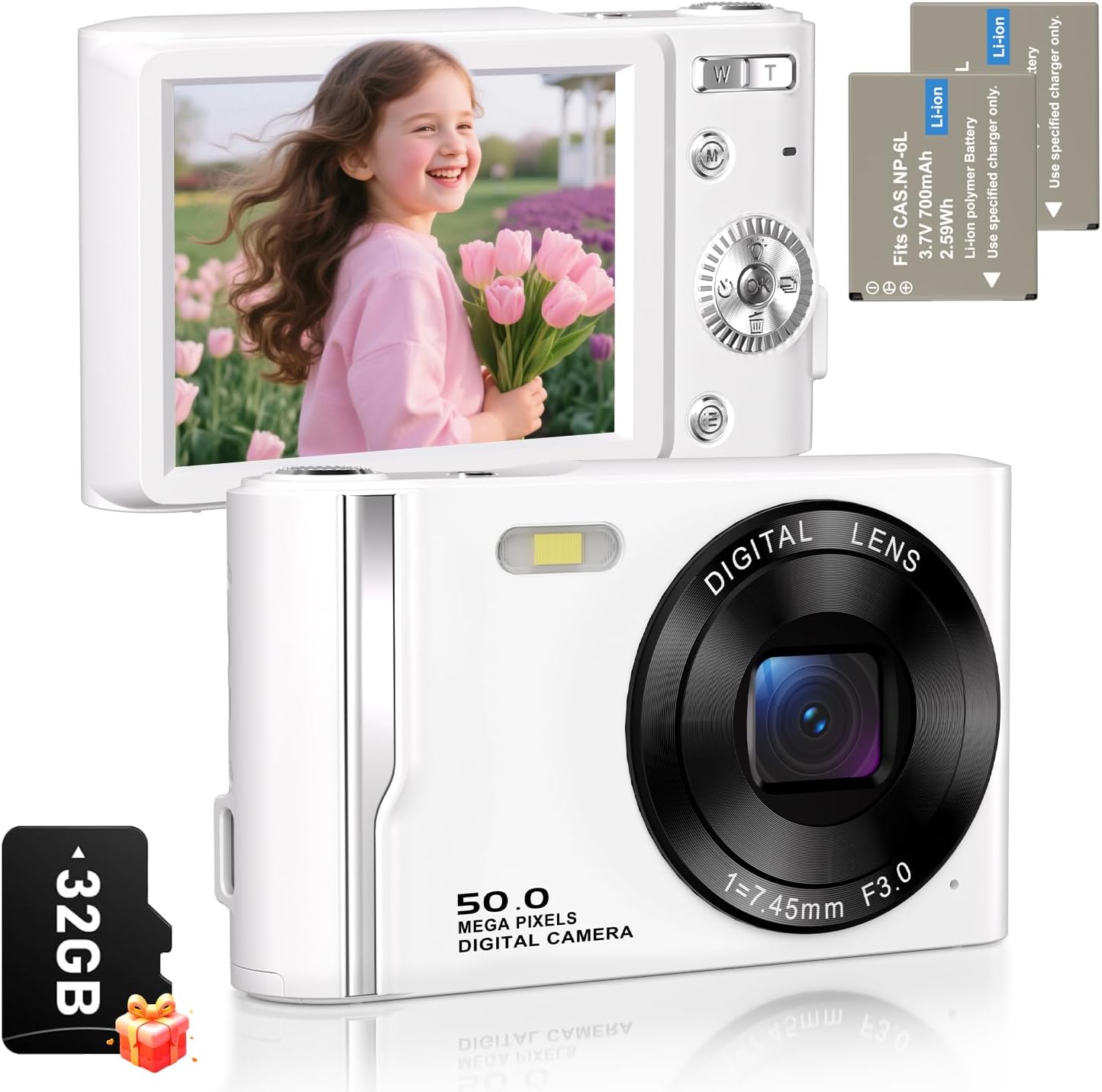 50MP 4K Digital Camera with Autofocus and 16X Zoom for Kids