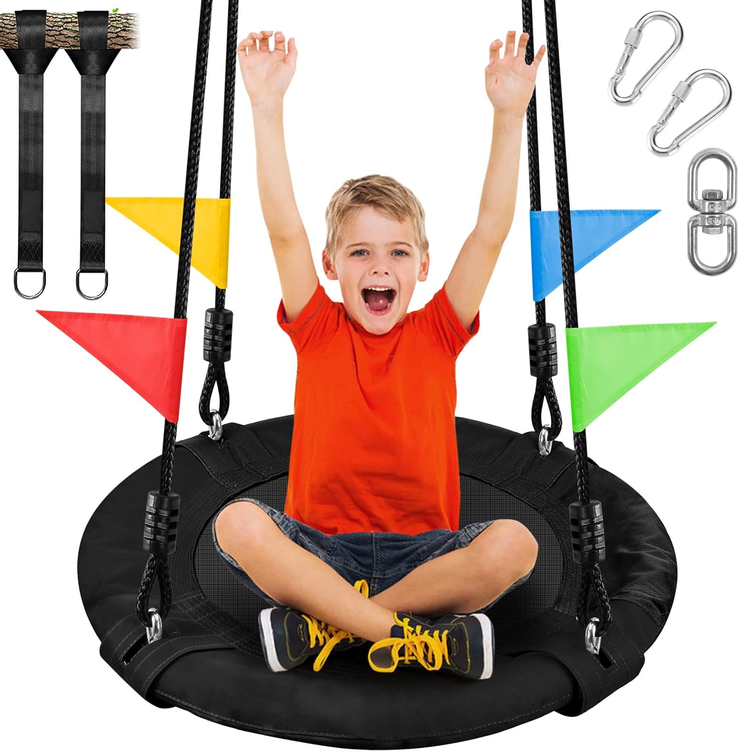 Odoland 24in Children Tree Swing - Outdoor Small Saucer Swing