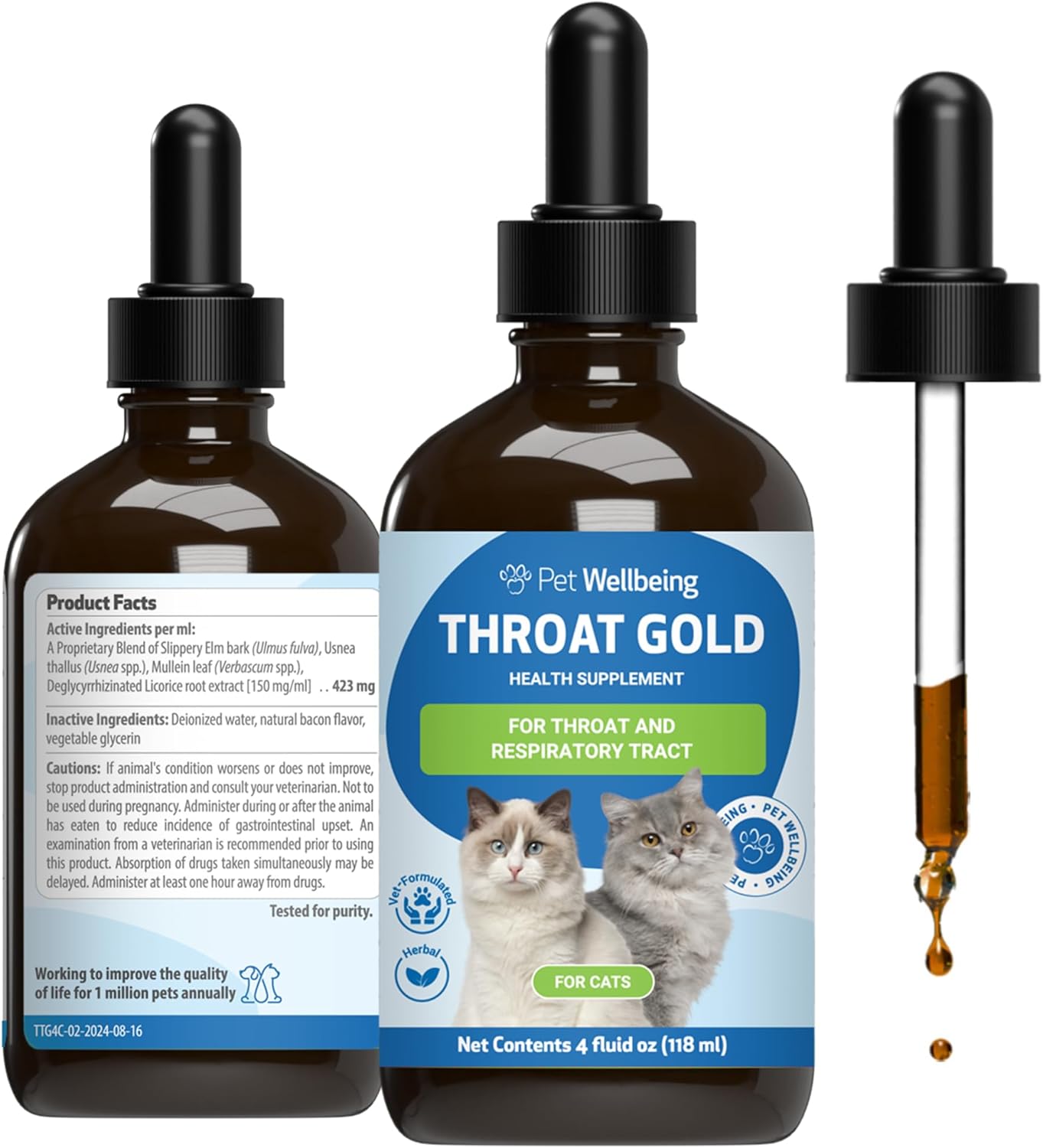 Pet Wellbeing Throat Gold for Cats - Herbal Support for Cough
