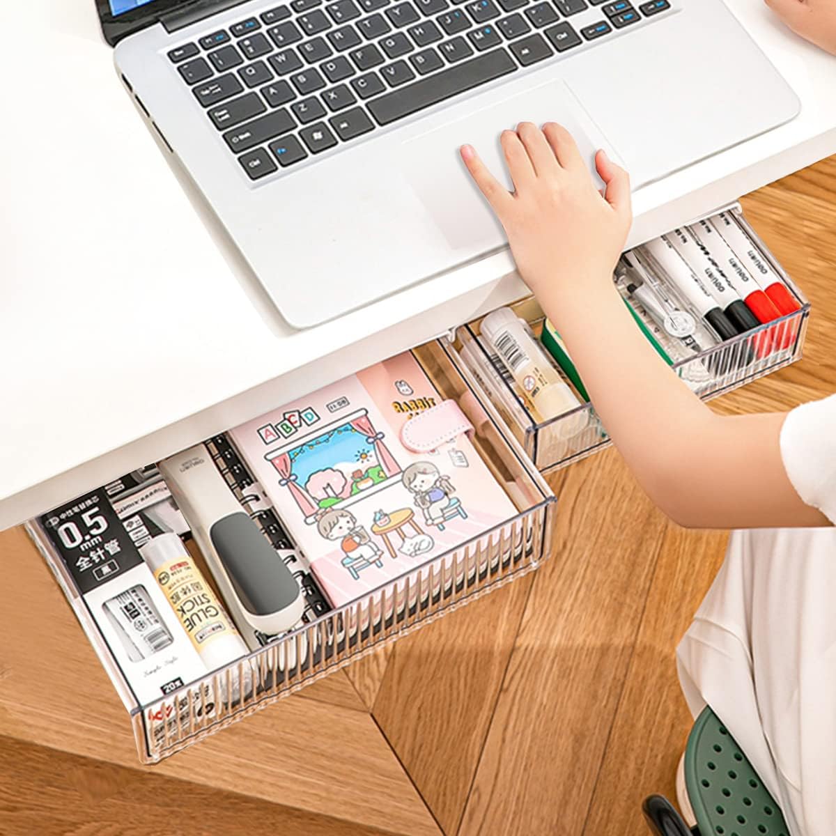 Under Desk Slide-Out Storage Drawers Set - TooCust