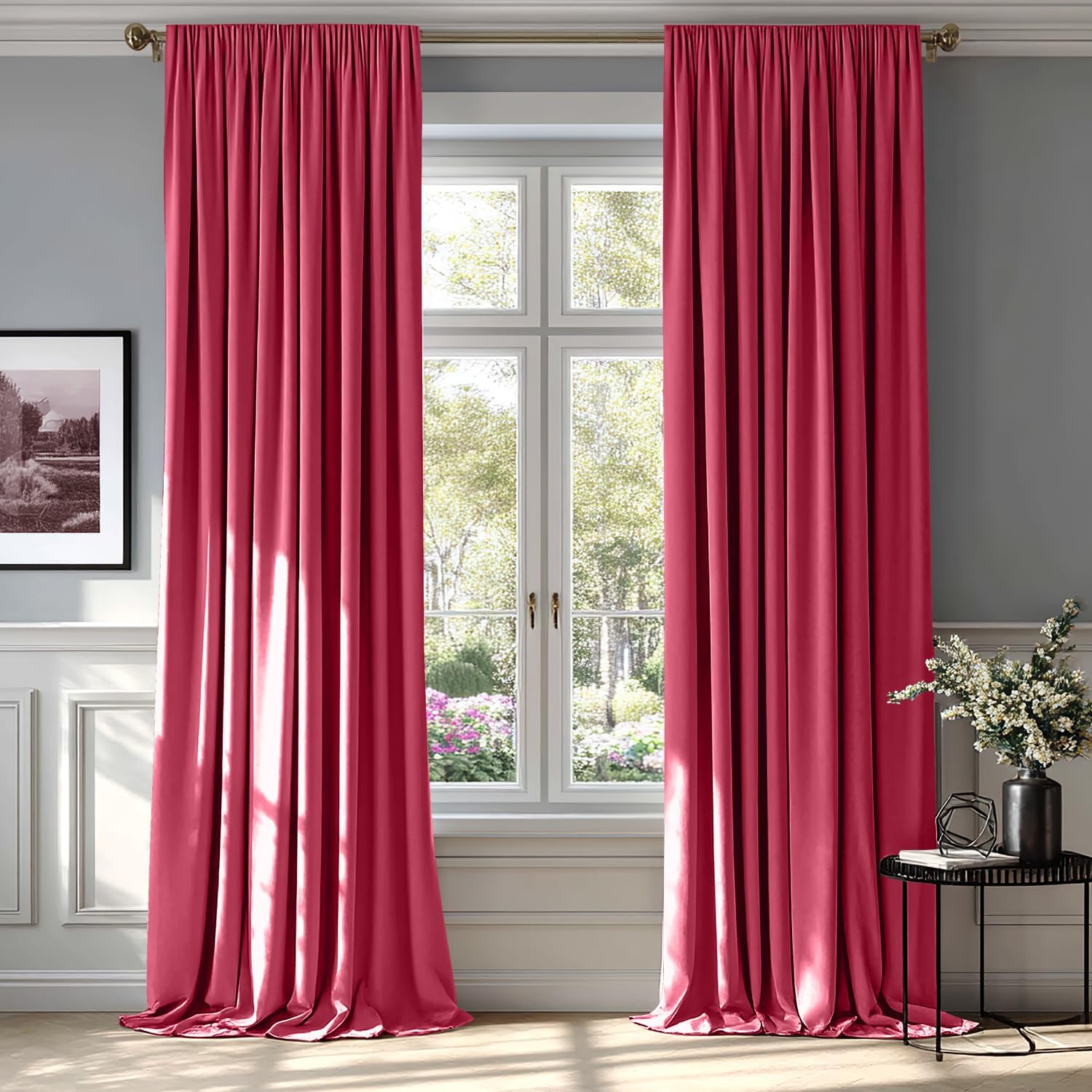 MIULEE Berry Velvet Curtains for Bedroom and Living Room