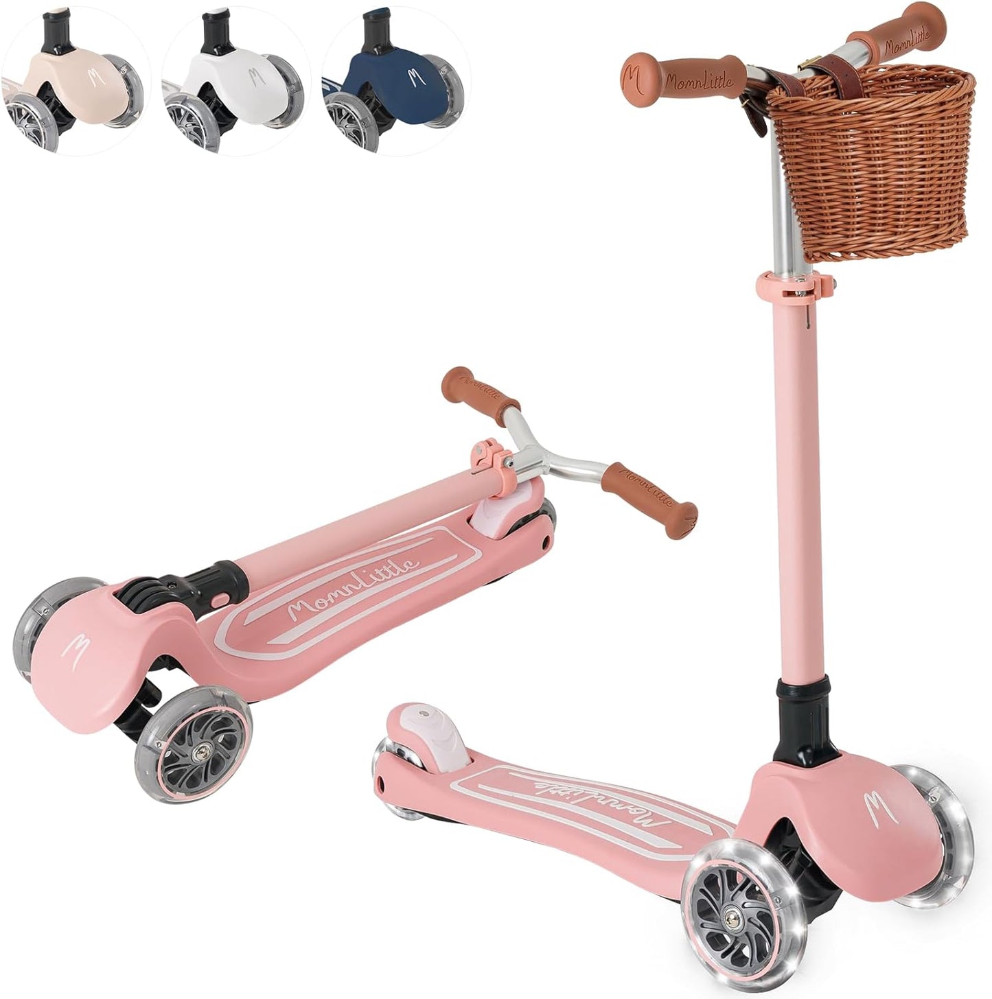 MomnLittle Kick Scooter for Kids Ages 3-10 with LED Wheels