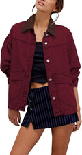 Oversized Denim Jacket with Contrast Trim - Lightweight Stylish Layer
