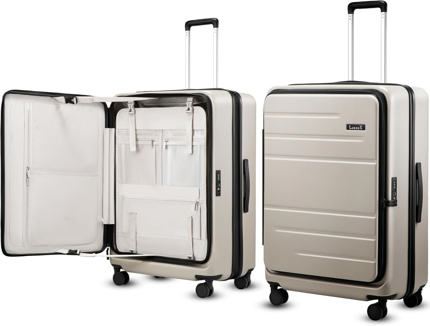 LUGGEX Checked Suitcase with Spinner Wheels for Easy Travel