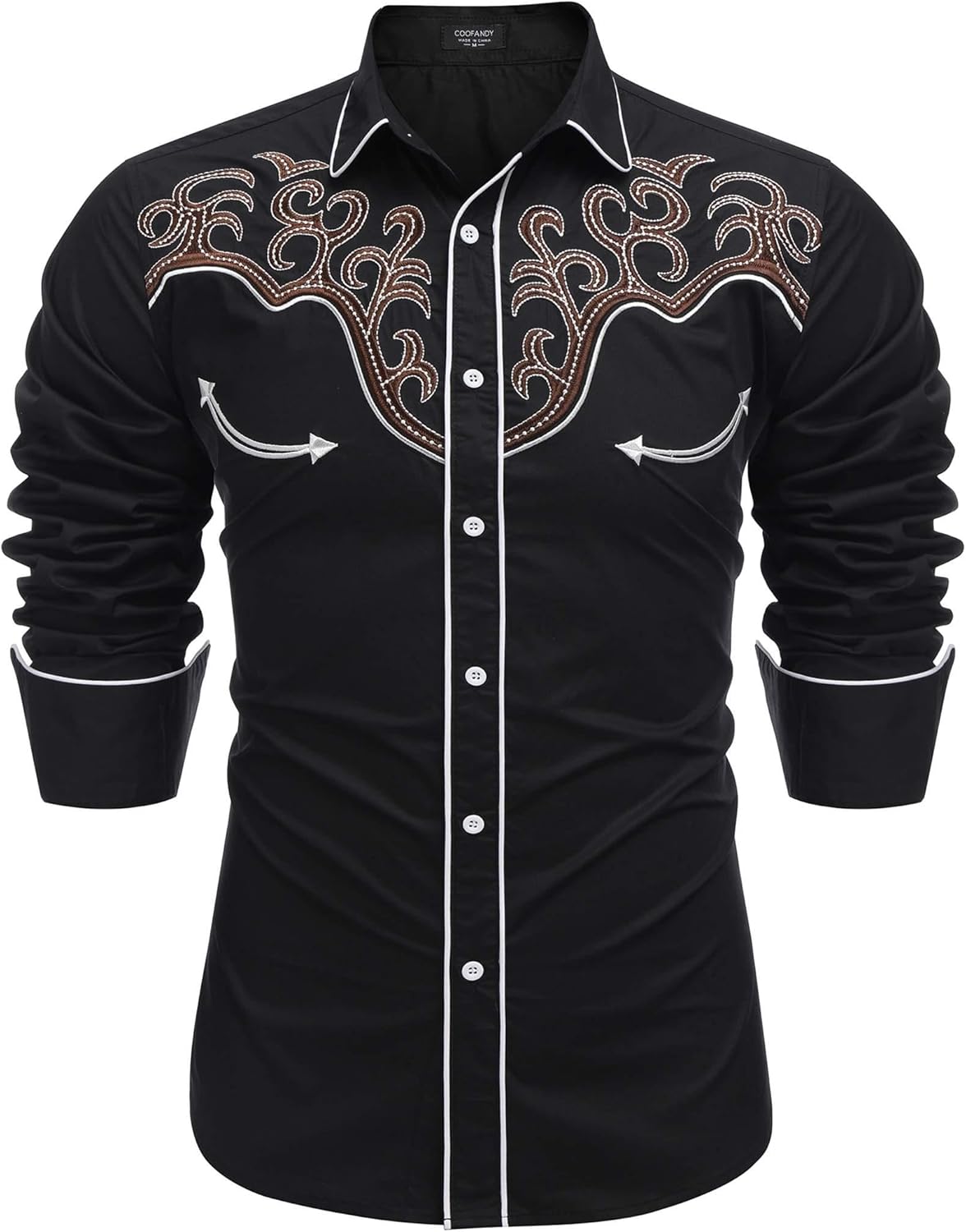 Stylish COOFANDY Men's Western Cowboy Shirt for Casual Wear
