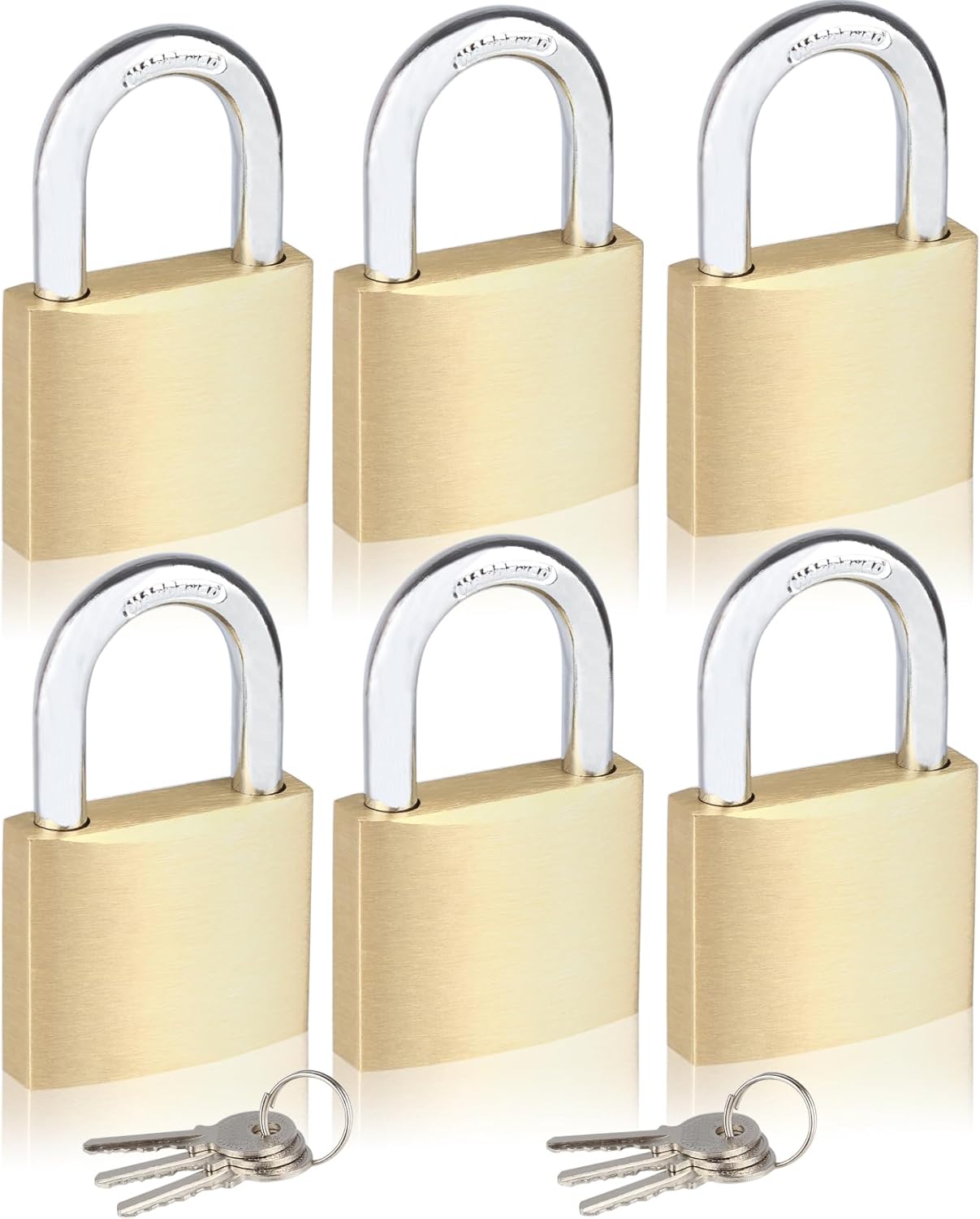 6Pack Solid Brass Padlocks Keyed Alike for Ultimate Security
