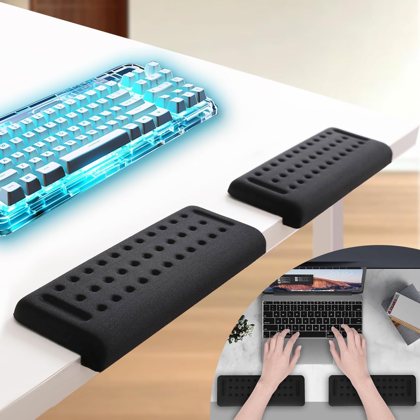 L-Shaped Ergonomic Keyboard Wrist Rest for Comfortable Typing