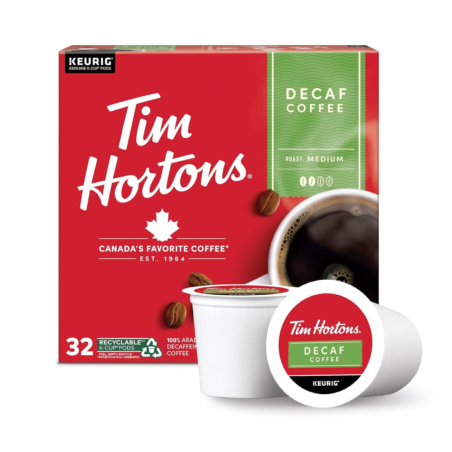 Tim Hortons Decaf K-Cups, 32ct - Medium Roast