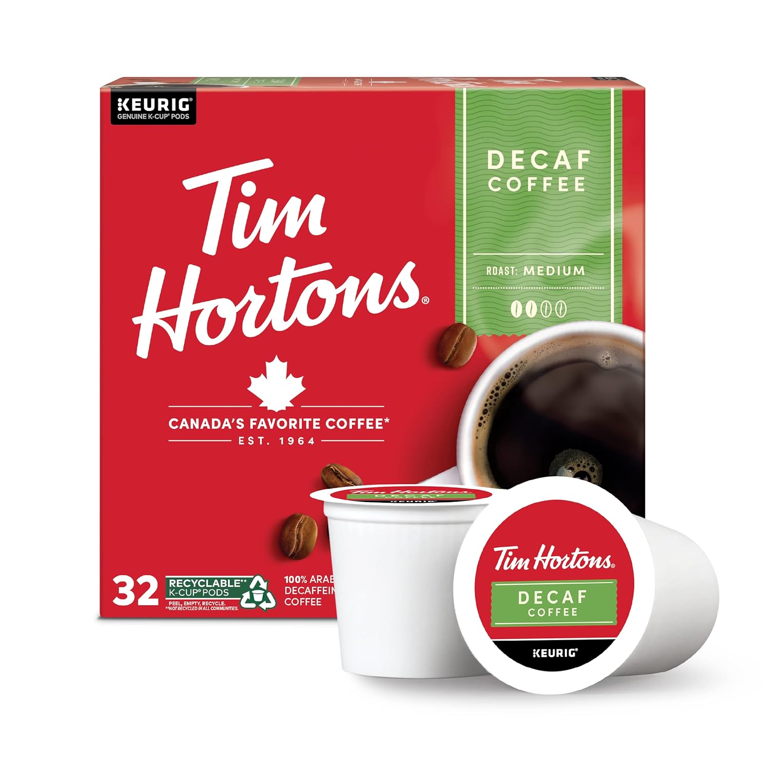 Tim Hortons Decaf K-Cups, 32ct - Medium Roast