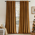 Velvet Blackout Curtains 84 in - Luxury Thermal Brown Drape