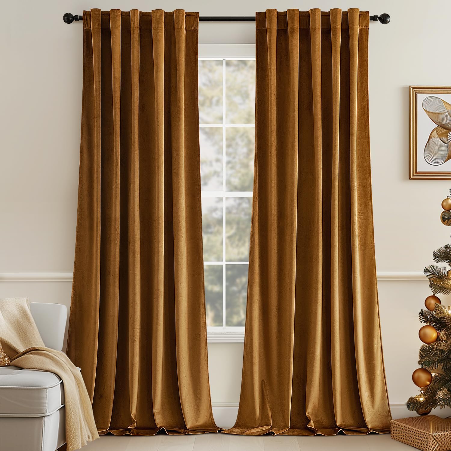 MIULEE Velvet Curtains 96 inches - Luxury Blackout Drapes