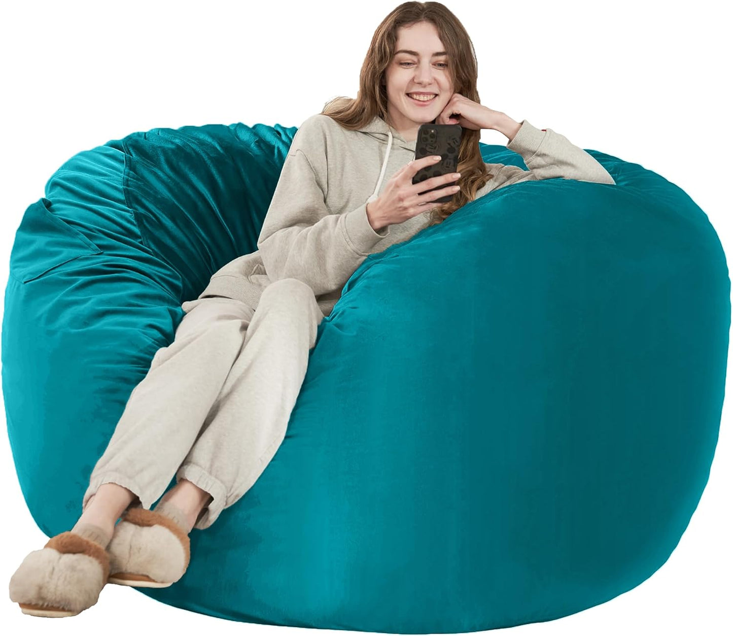 Giant 5ft Memory Foam Bean Bag Chair for Adults in Sea Blue