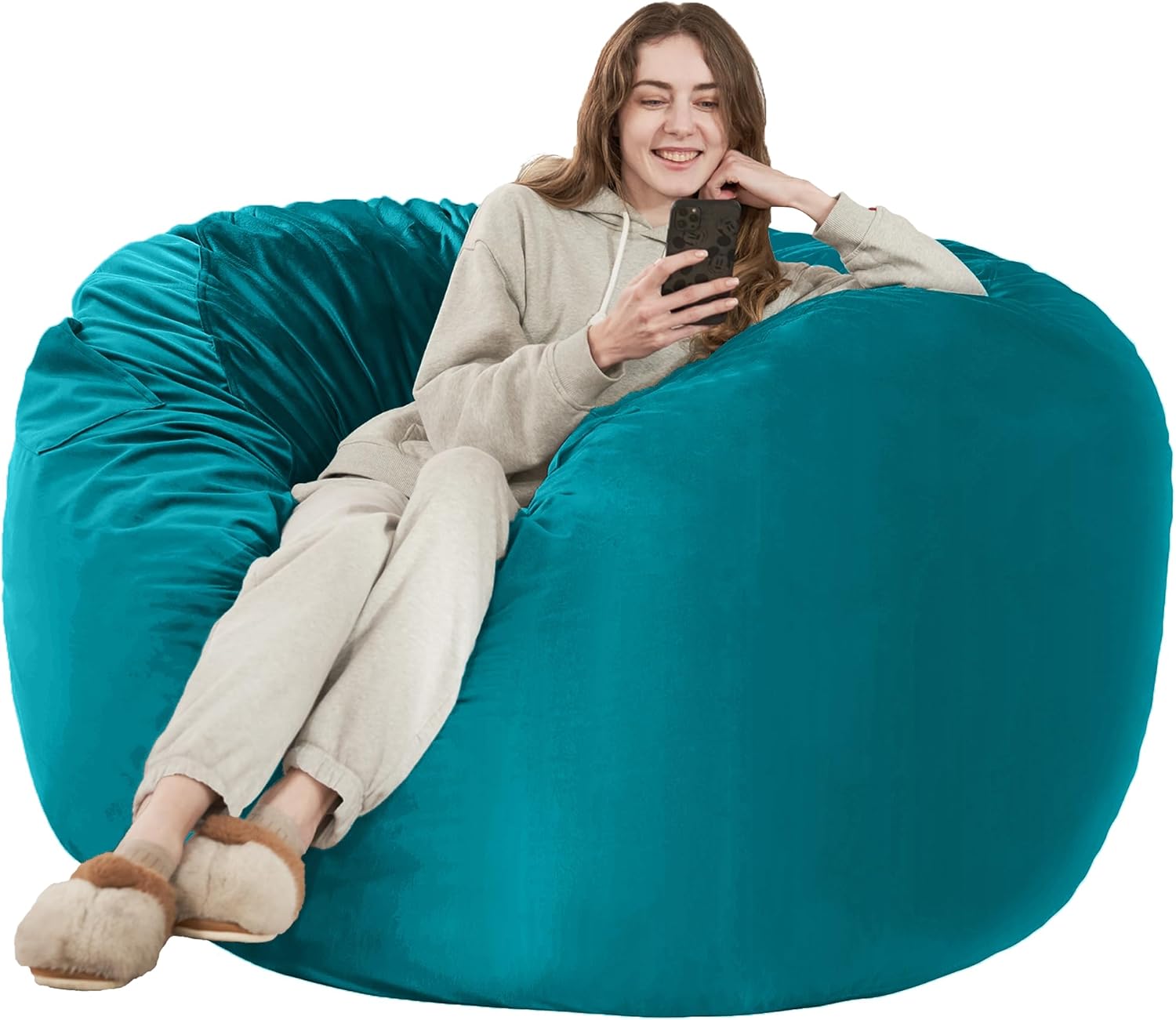 Giant 5ft Memory Foam Bean Bag Chair for Adults in Sea Blue