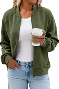 Womens Bomber Jacket Zip Up Lightweight Casual Jacket - Tankaneo