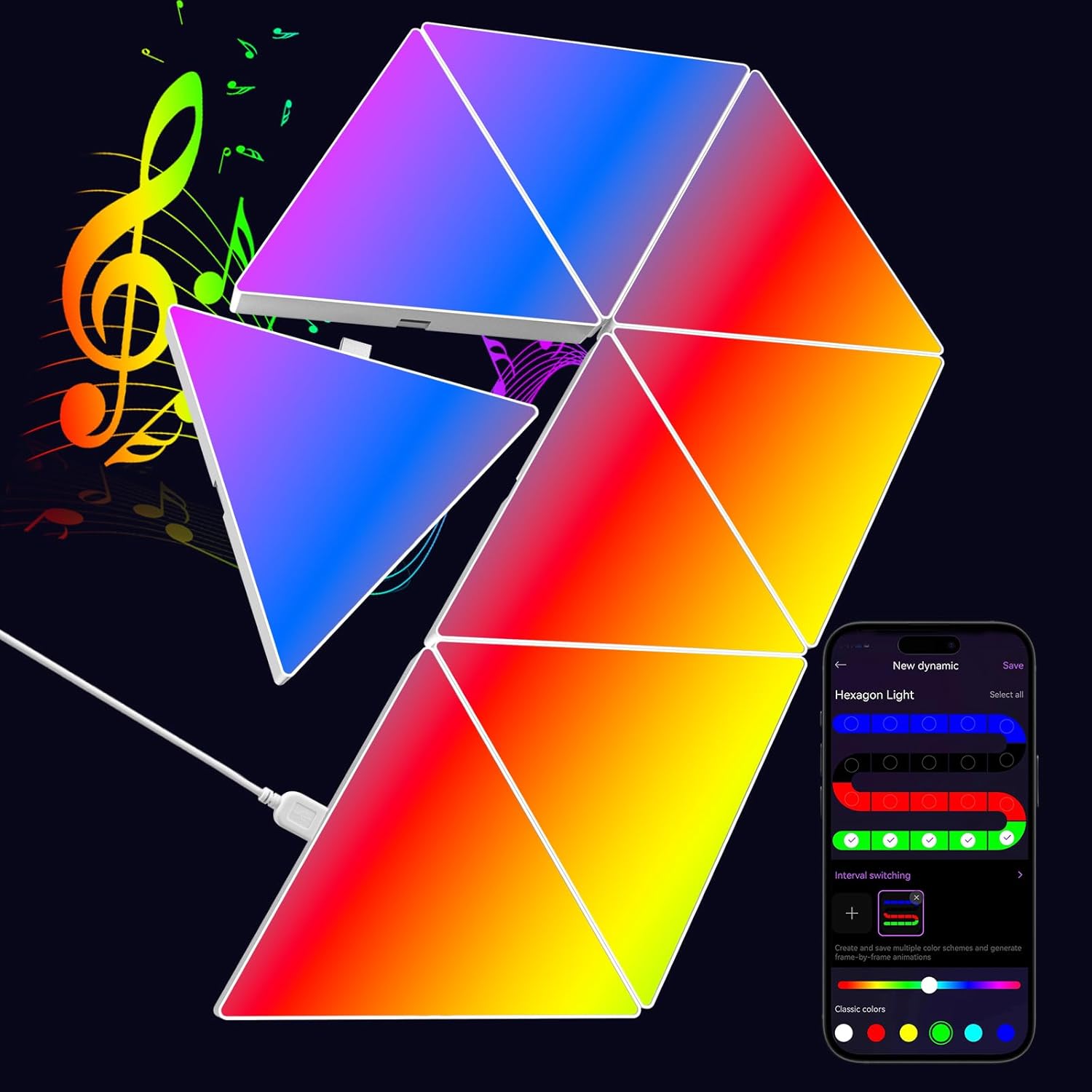 LED Triangle Light Panels - 8Pack RGB Wall Light for Gaming