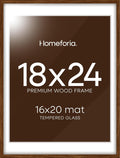 Homeforia 18x24 Walnut Poster Frame with Mat - Gallery Grade Glass