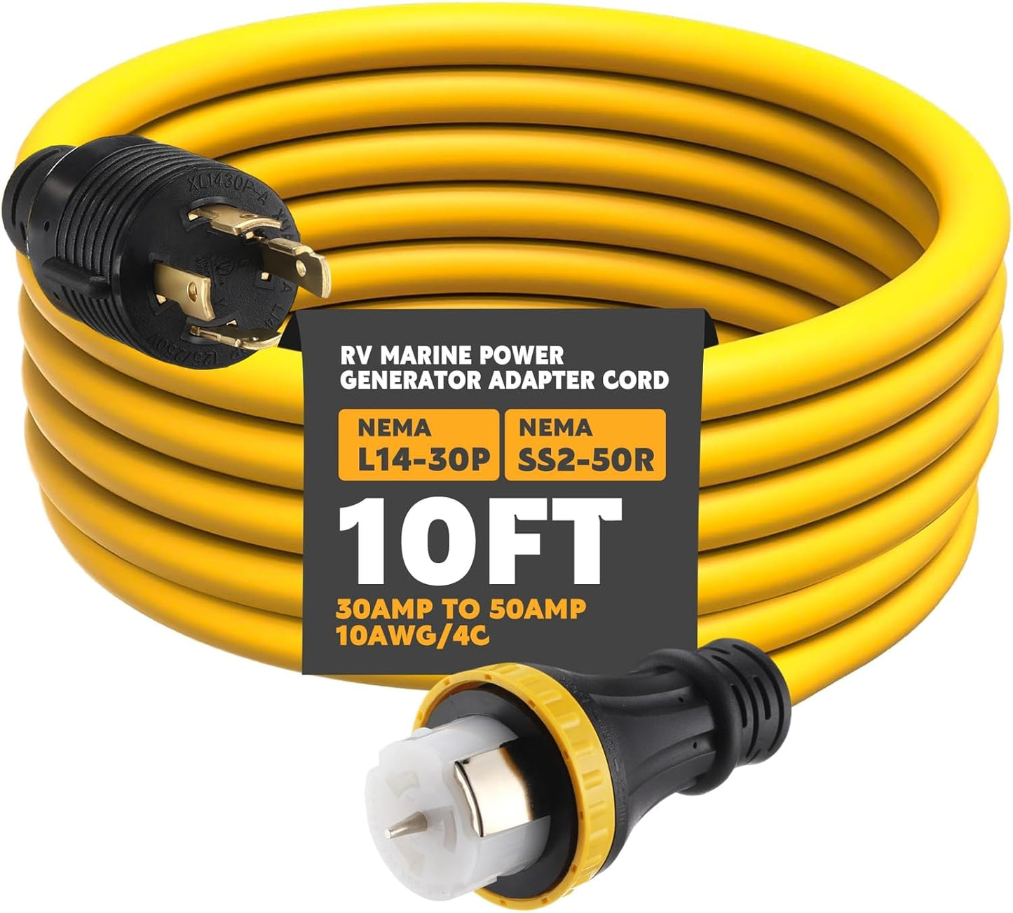 10FT NEMA L14-30P to SS2-50R RV Marine Power Adapter Cord