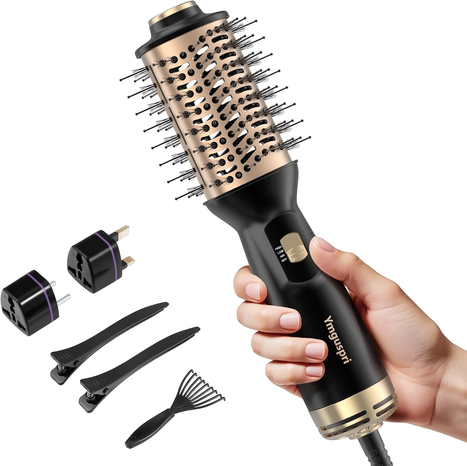 4-in-1 Dual Voltage Hair Dryer Brush for Effortless Styling