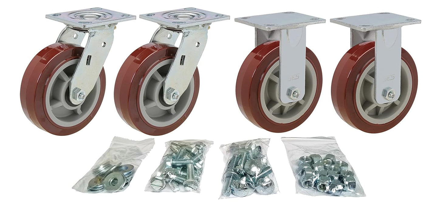 Toolbox Caster Set with Heavy Duty Polyurethane Wheels for Job Boxes