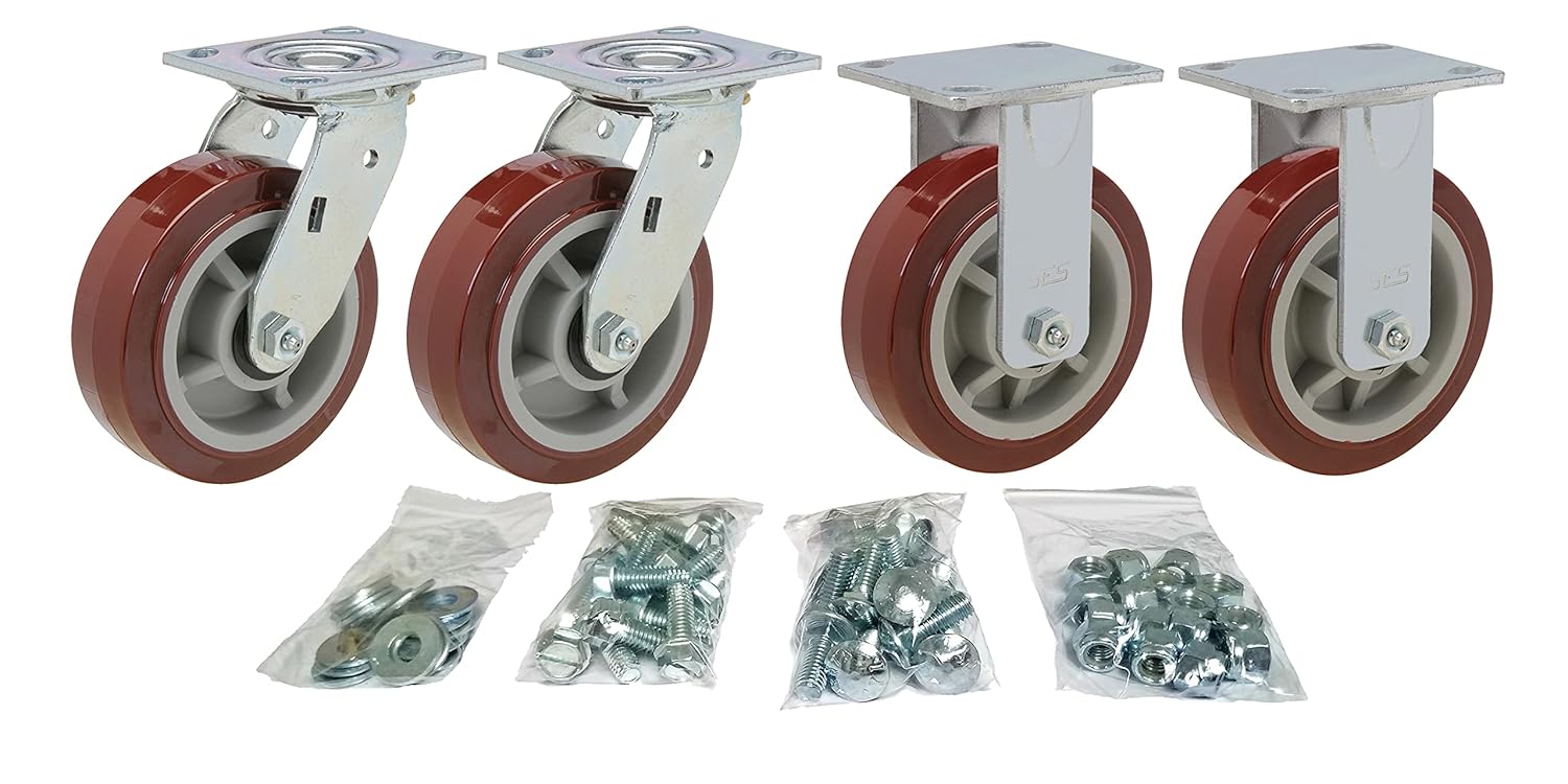 Toolbox Caster Set with Heavy Duty Polyurethane Wheels for Job Boxes