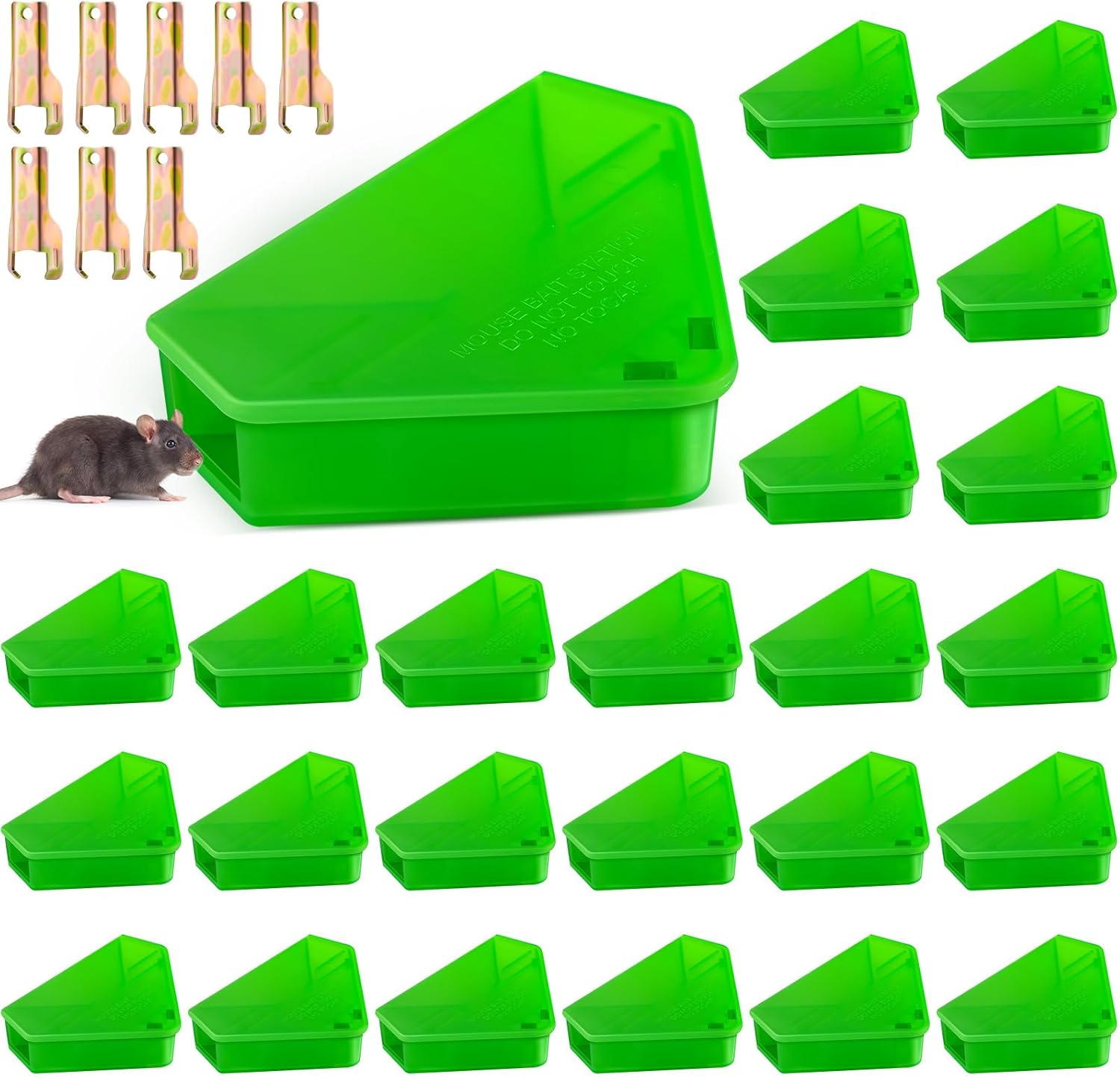 Qualirey 24 Pcs Mice Bait Stations for Safe Indoor & Outdoor Use