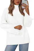 Fall Sweaters for Women 2025 Turtleneck Ribbed Loose Knit Pullover