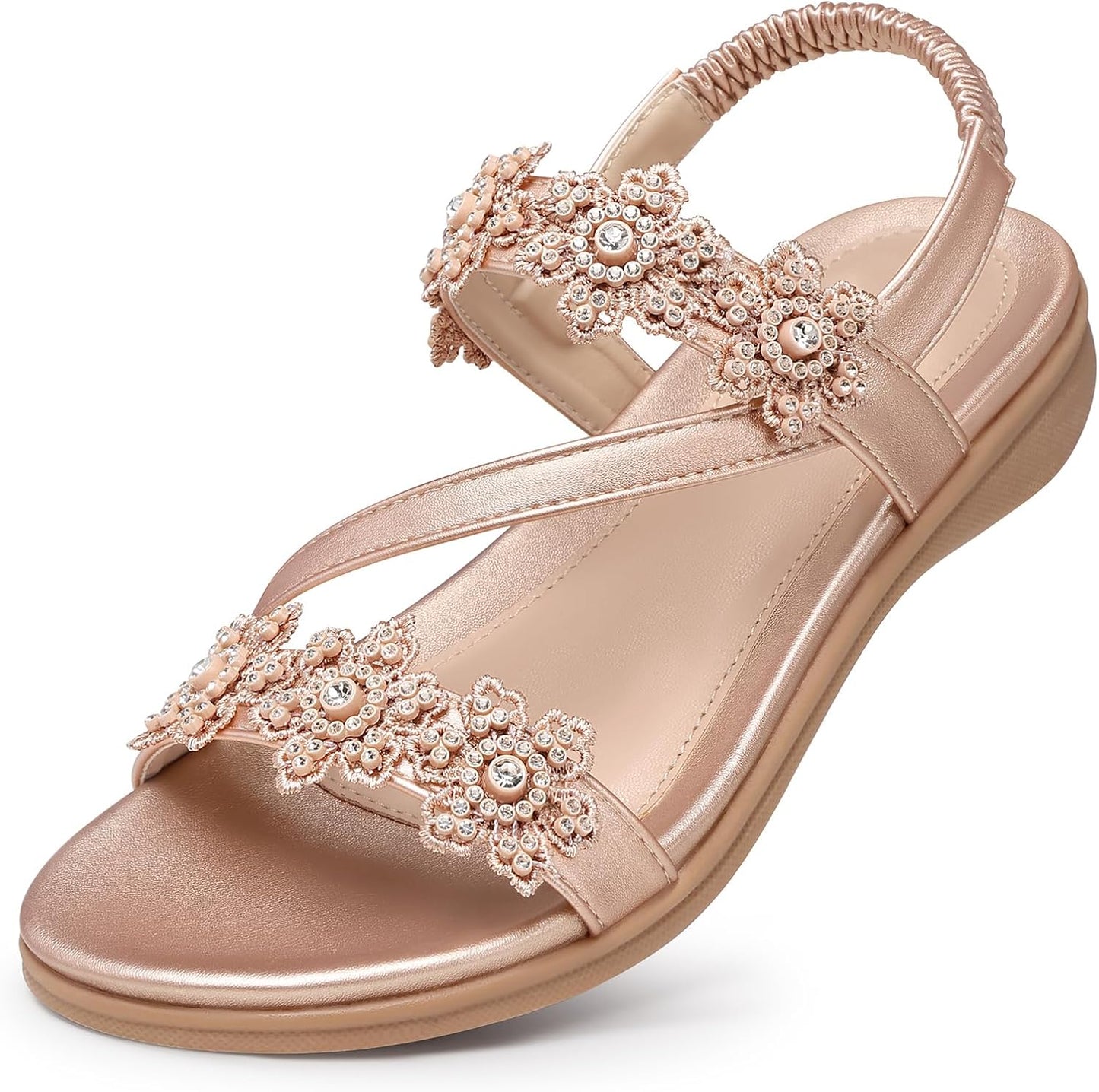 TEMOFON Sandals for Women: Elegant Summer Flower Flat Sandals