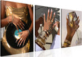 Black Girl Wall Art Set of 3 - Bold Black and Gold Canvas Prints