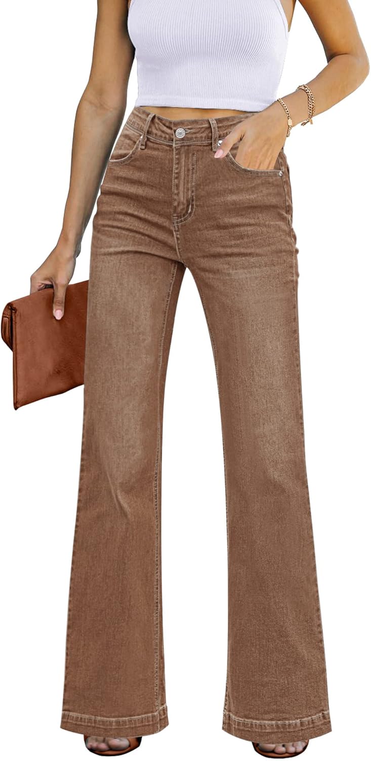 Womens Flare Jeans High Waisted Wide Leg Baggy Jean for Women