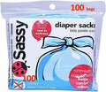 Sassy 100 Count Disposable Diaper Sacks - Powder Scented for Nursery