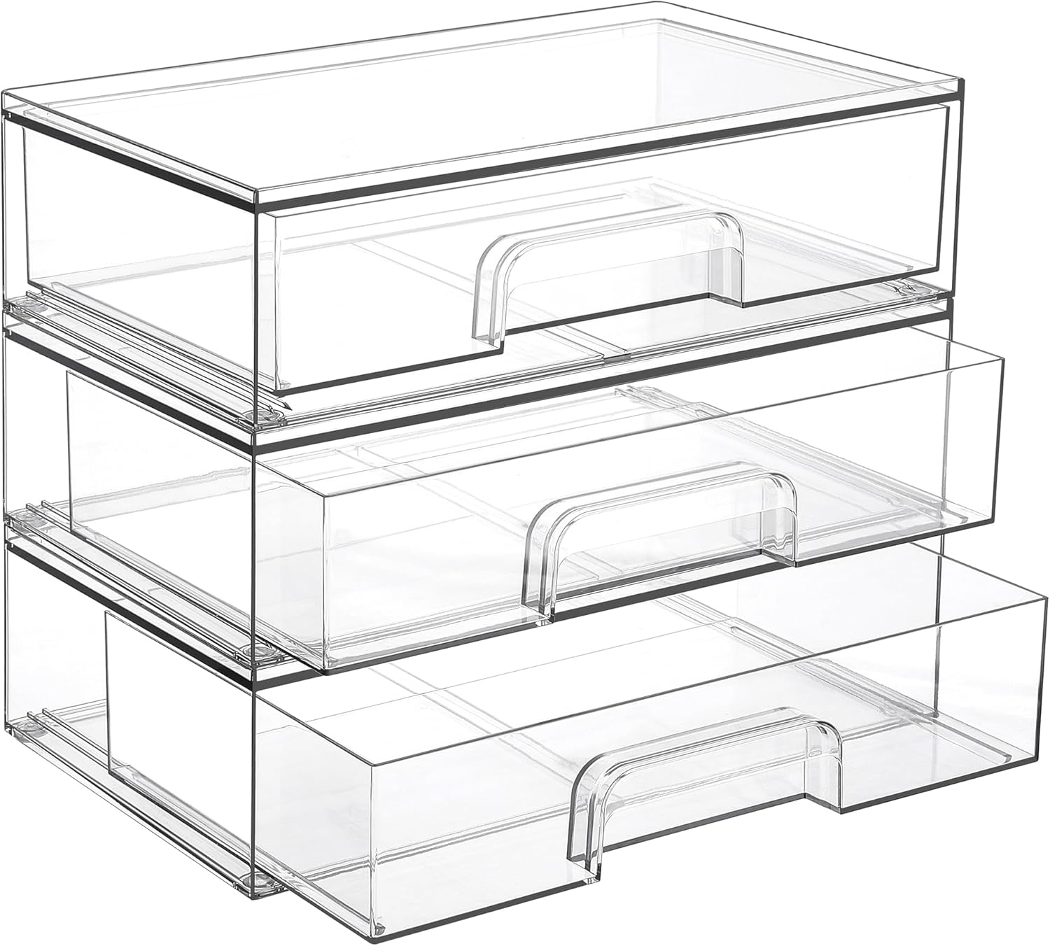 Vtopmart 12.1ft'W Clear Stackable Storage Drawers for Organizing