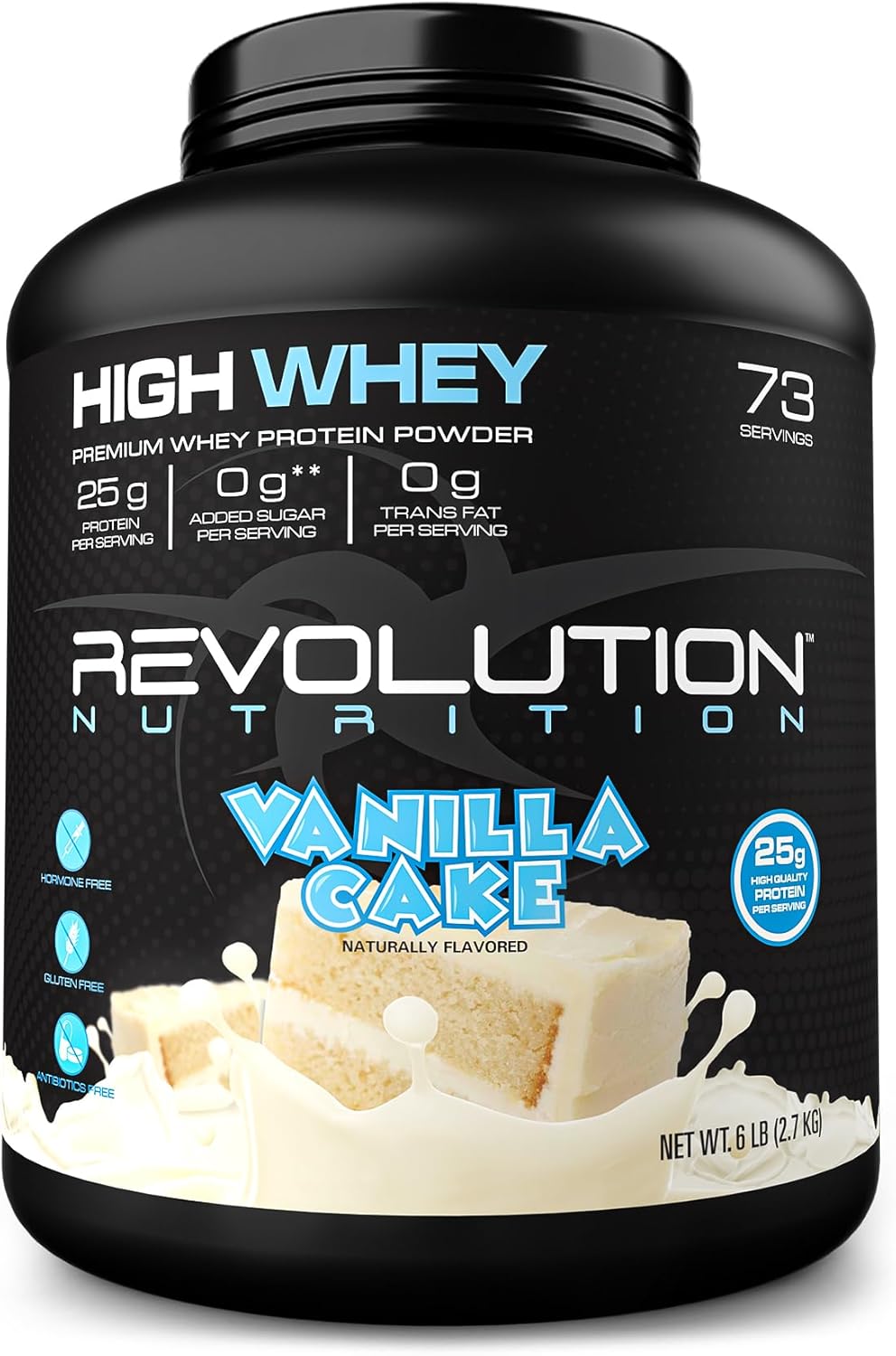 High Whey Protein Powder for Lean Muscle Mass - 6LB Vanilla Cake