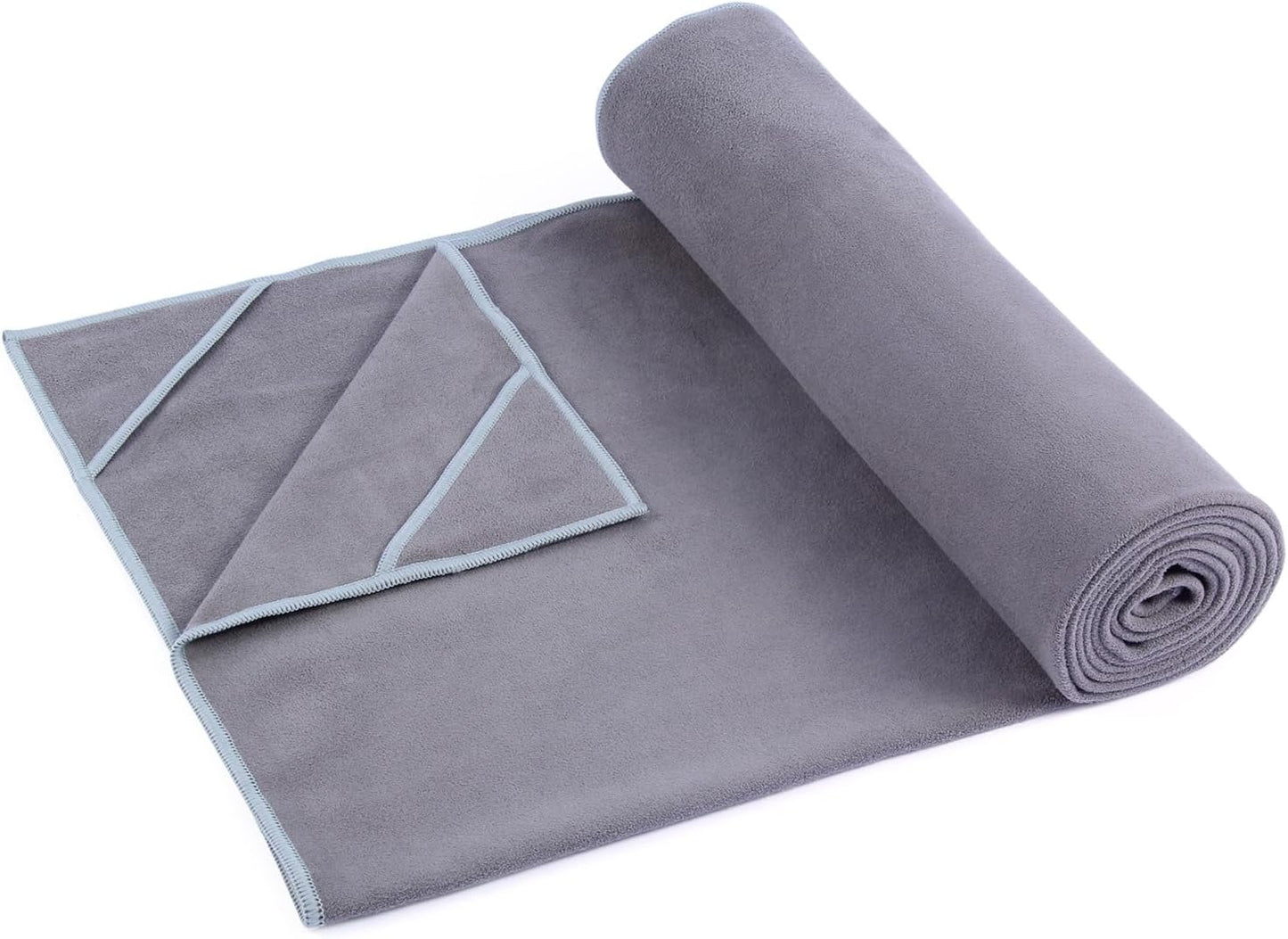 Non-Slip Microfiber Yoga Towel with Corner Pockets - Perfect for Hot Yoga!