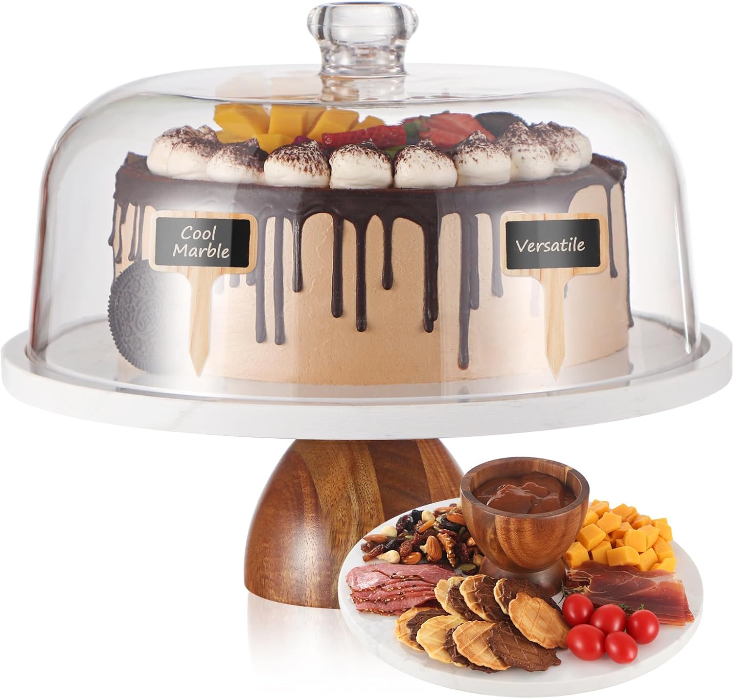 Elegant Marble Cake Stand with Lid for Stunning Displays