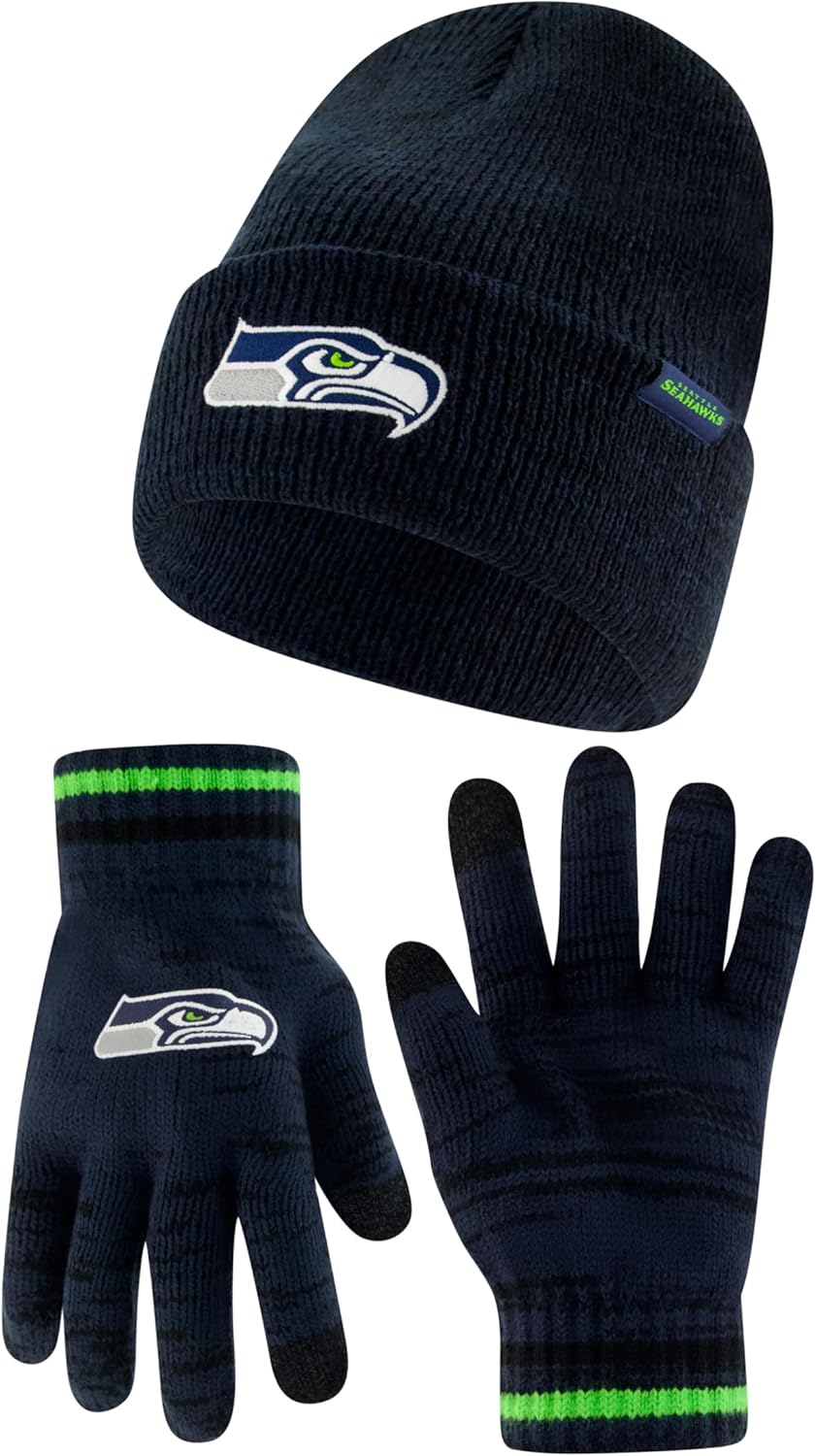 Ultra Game NFL Official Super Soft Knit Beanie and Gloves Set
