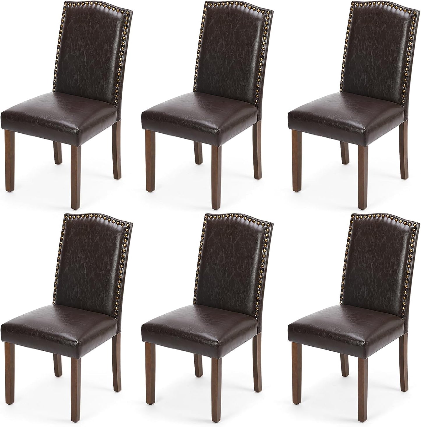 DUMOS Upholstered Dining Chairs Set of 6 Modern Brown Design