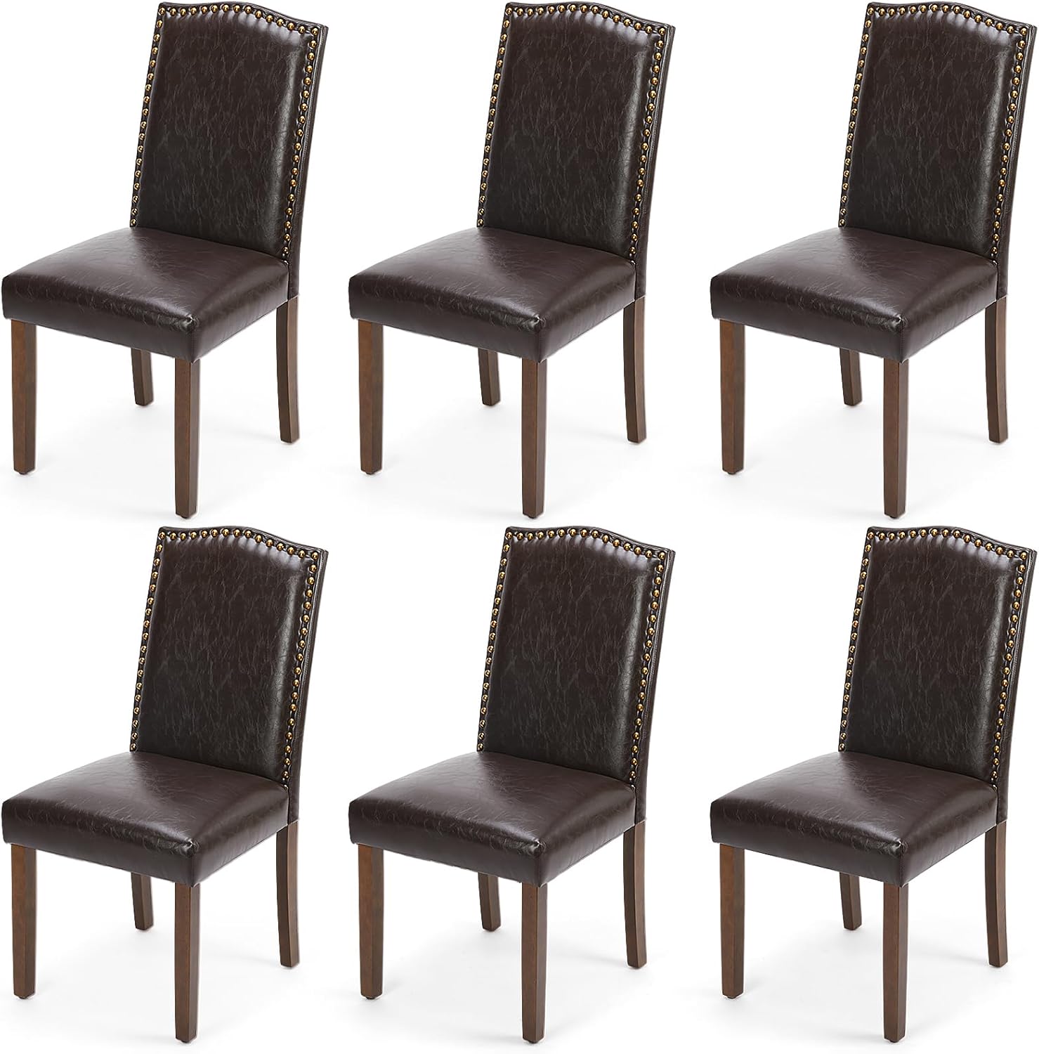 DUMOS Upholstered Dining Chairs Set of 6 Modern Brown Design