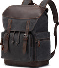 Nerlion Leather Backpack Waxed Canvas 17.3in Laptop Backpack - Rugged