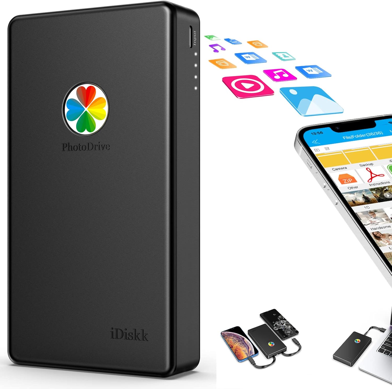 Ultimate 2TB Photo & Video Backup Drive | iDiskk App-le Certified | iPhone, iPad, Android