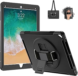 GEEKSDOM iPad Pro 12.9 Case with 360 Rotating Stand and Straps