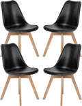 Black PU Leather Dining Chairs Set of 4 - Mid Century Modern Comfort