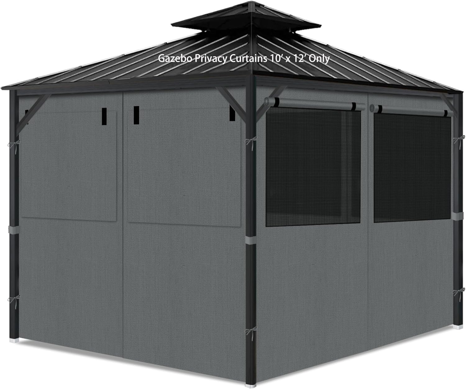 Gazebo Privacy Curtains 10ft x 12ft with Mosquito Windows for Outdoor