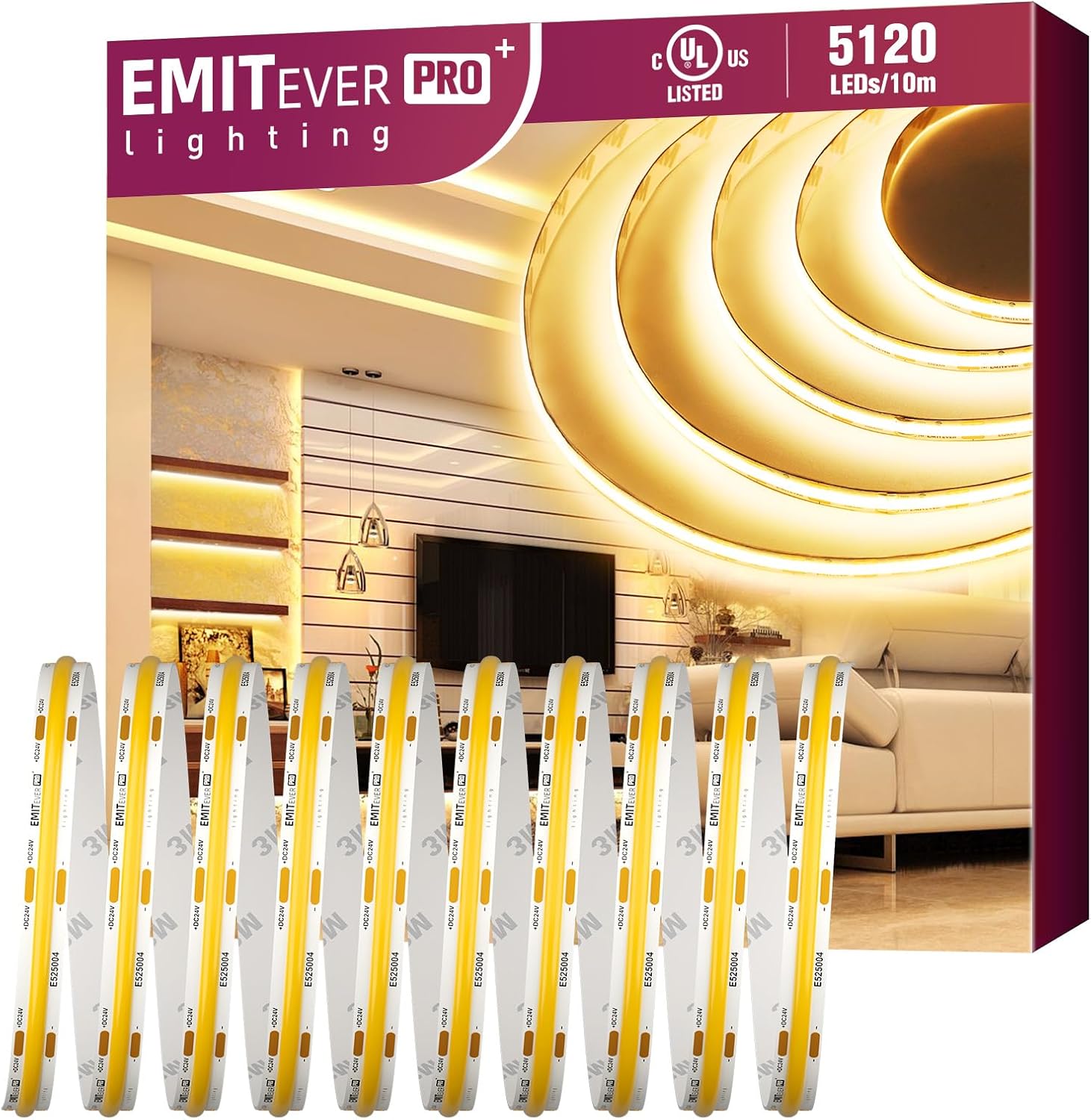 EMITEVER COB LED Strip Lights Warm White for Versatile Lighting