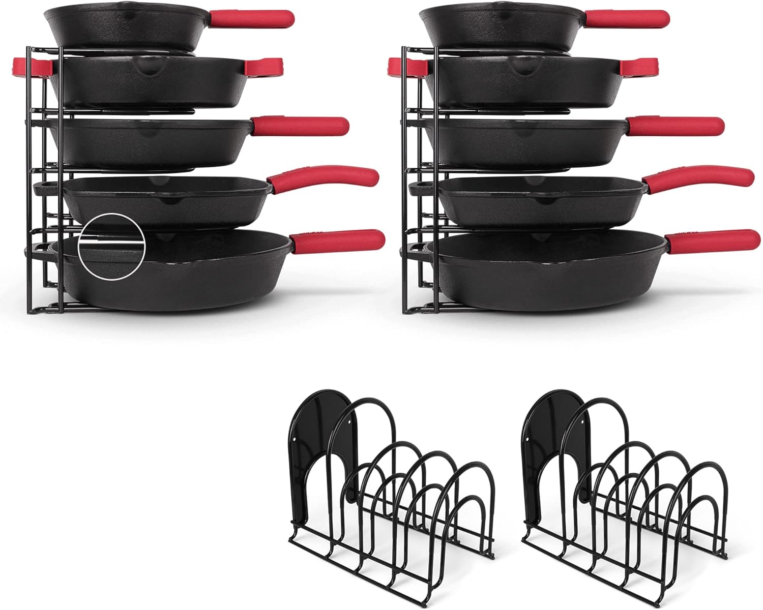 Cuisinel Pots and Pans Organizers - Heavy Duty Skillet Rack