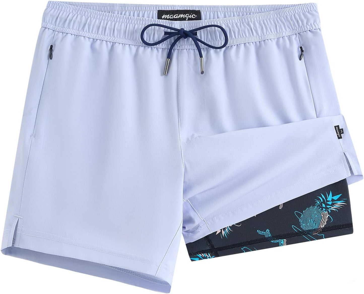 maamgic Mens Swim Trunks with Compression Liner for Comfort
