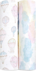 100% Organic Cotton Muslin Swaddle 2-Pack - Breathable Lightweight