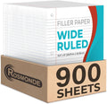 Loose Leaf Paper Wide Ruled 900 Sheets 6 Pack - Bulk Binder Filler